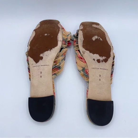 Loeffler Randall Daphne Pleated Knot Flat Sandals 9 Floral - Picture 12 of 16